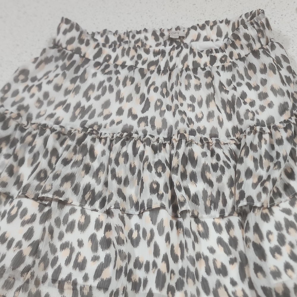 LOFT Animal Print A-Line Skirt - Black and Cream